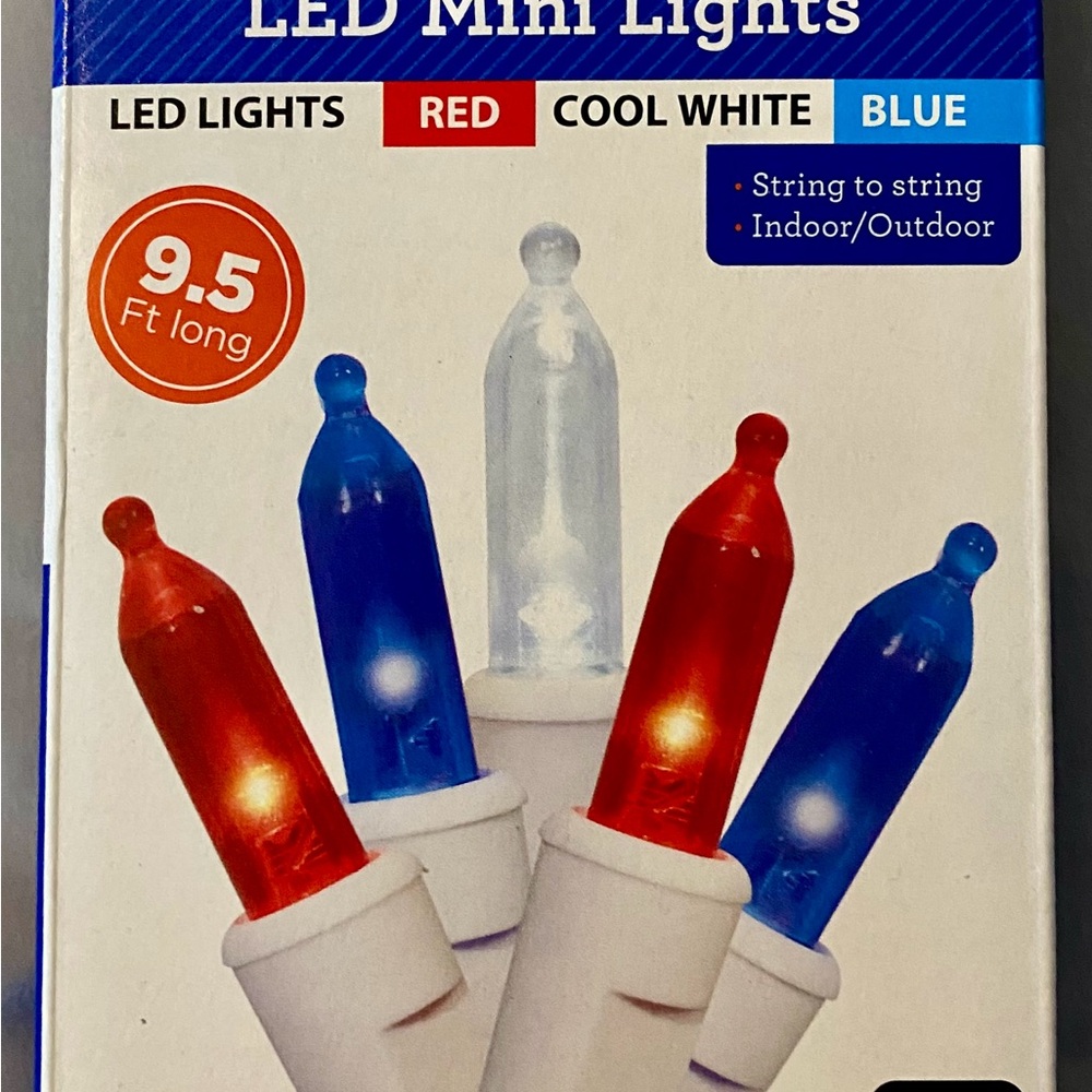 LED Mini Lights - Red, Blue, Cool White (9.5 ft)